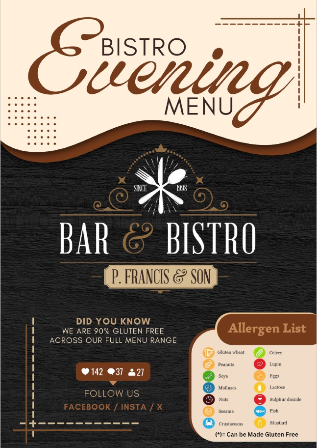 spring bistro evening menu cover